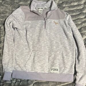 PINK Victoria's Secret Men's Gray Quarter-Zip Sweater